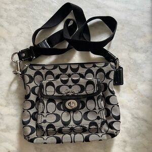 Coach Black and Gray Crossbody Bag with Signature Style